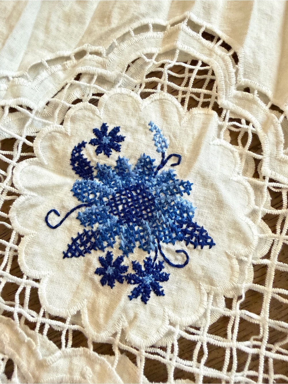 FARM Rio Daisy embroidered linen-blend gauze and lace top - Picture 10 of 12